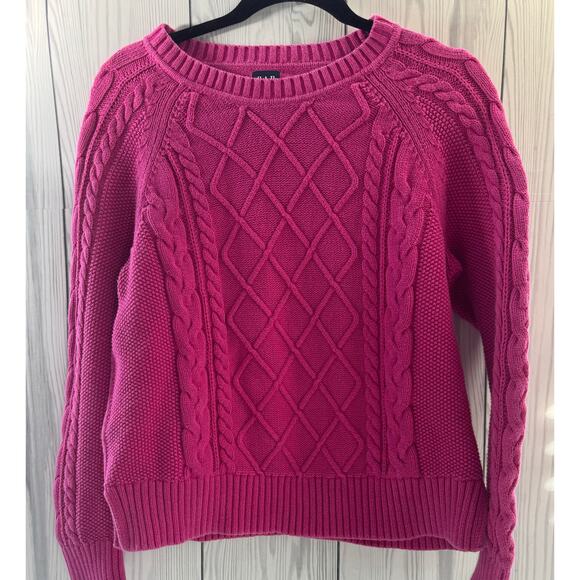 Gap Sweaters - Y2K GAP Cable Knit Pink Cotton Chunky Pullover Sweater Medium